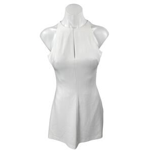 Bebe White Sleeveless Keyhole Cutout Backless Zipper Mini A-Line Dress Size 0